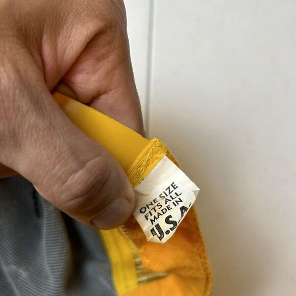 Vtg 3 Three Stripe Trucker Hat Fishing Tackle Black Yellow Snapback Mesh Cap USA - Picture 7 of 9